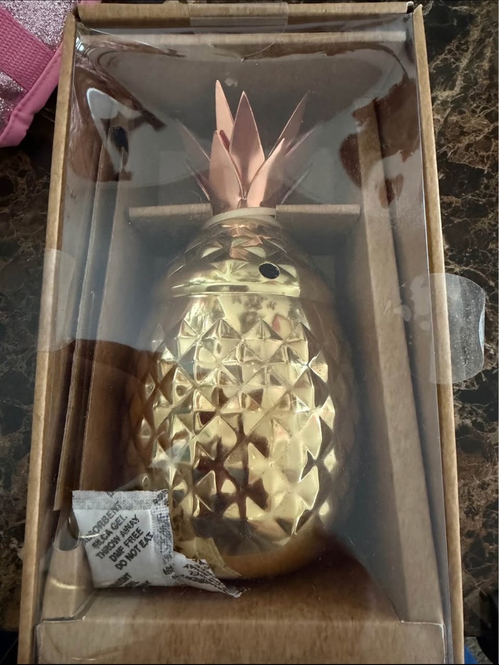 Gold Pineapple tumbler with Rose Gold Top